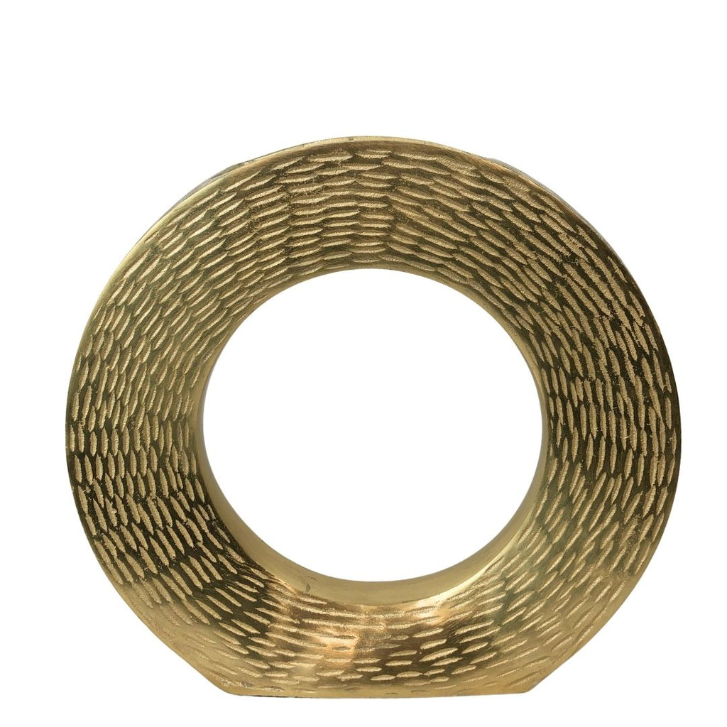 Escultura Circular de Mesa con Textura Martillada