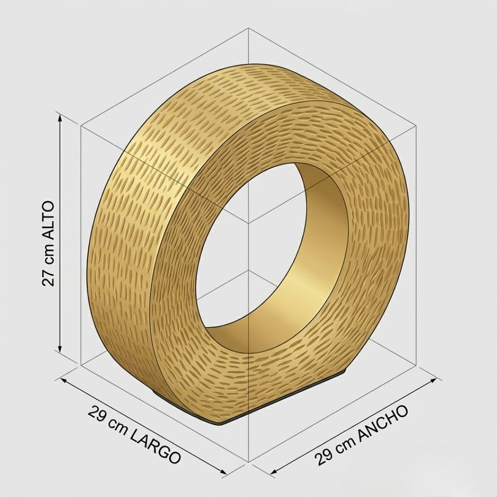 Escultura Circular de Mesa con Textura Martillada