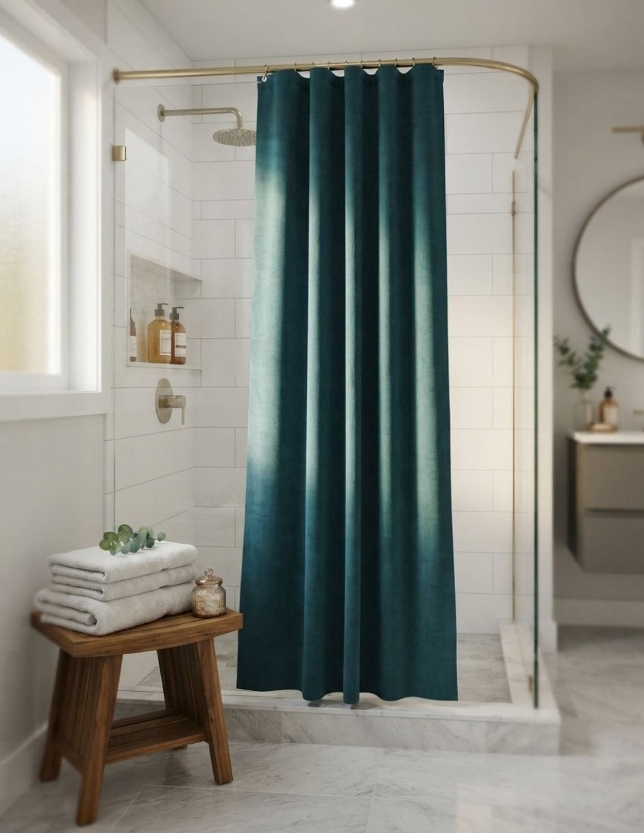 Cortina de baño turquesa