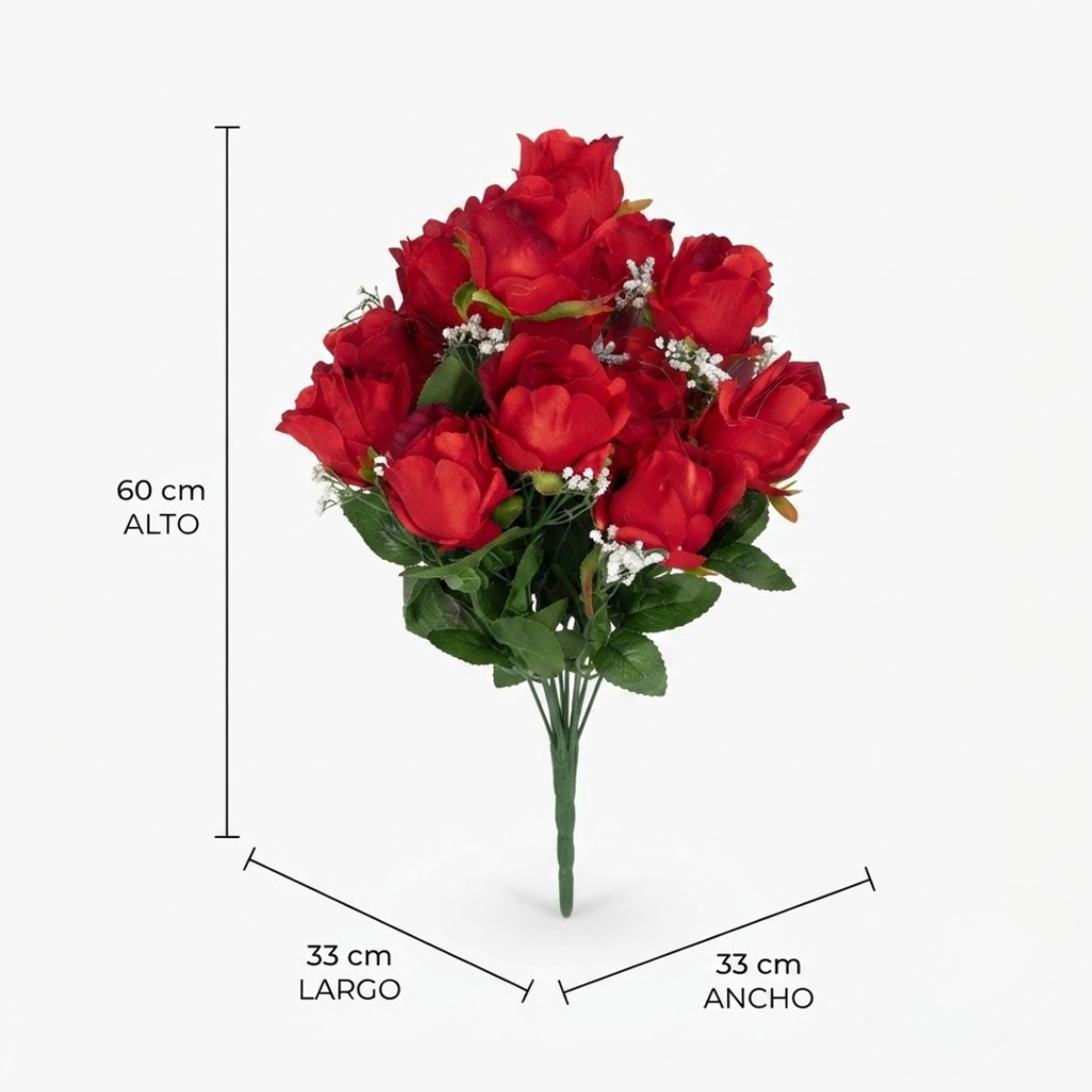 Ramo artificial rojo quemado