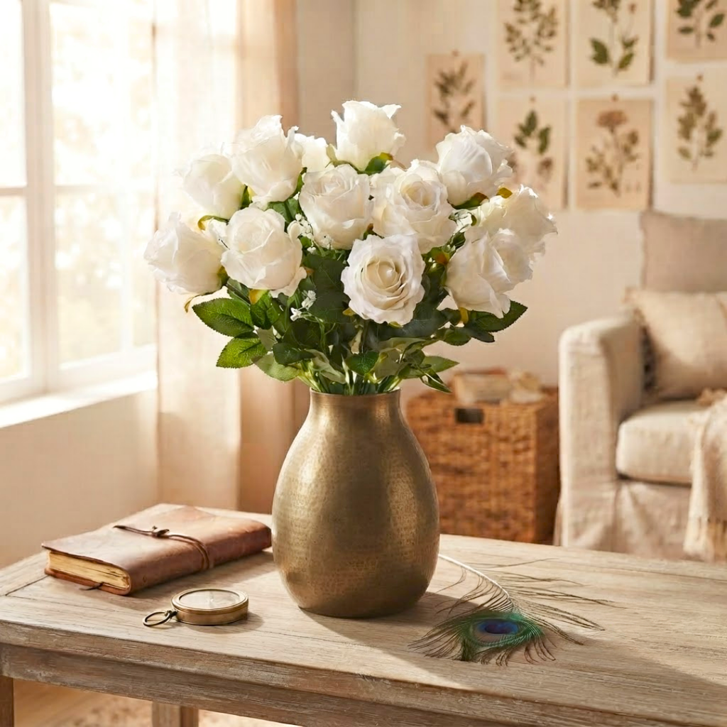 Ramo artificial rosa blanca