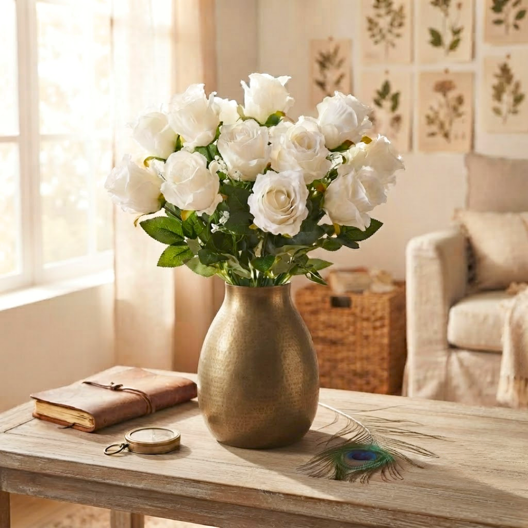 Ramo artificial rosa blanca