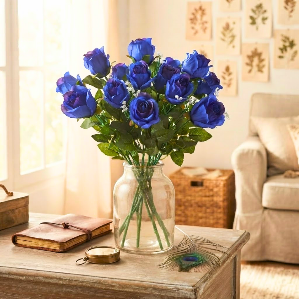 Ramo artificial rosa azul