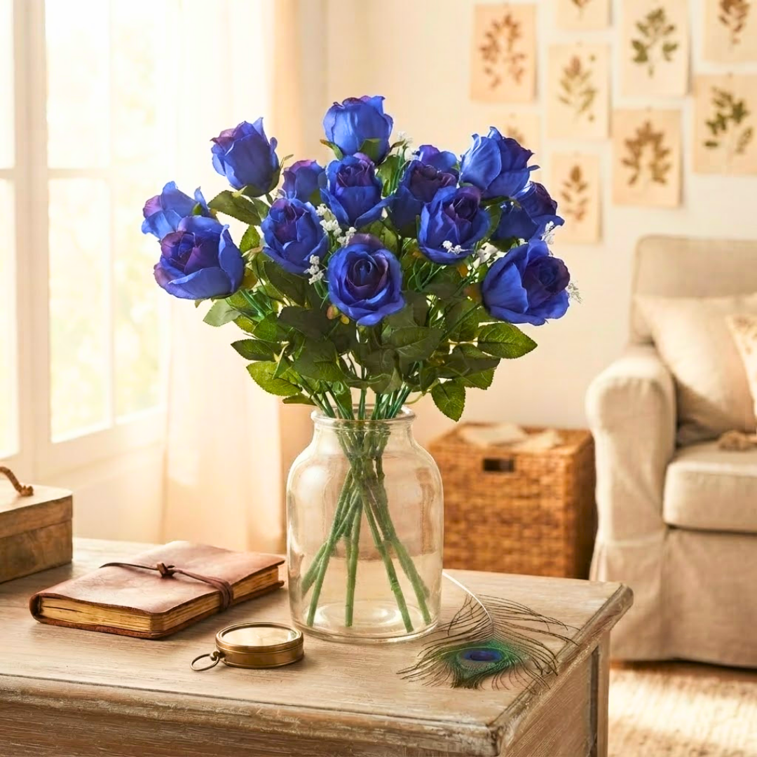 Ramo artificial rosa azul