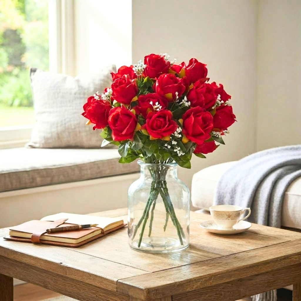 Ramo artificial rosa roja