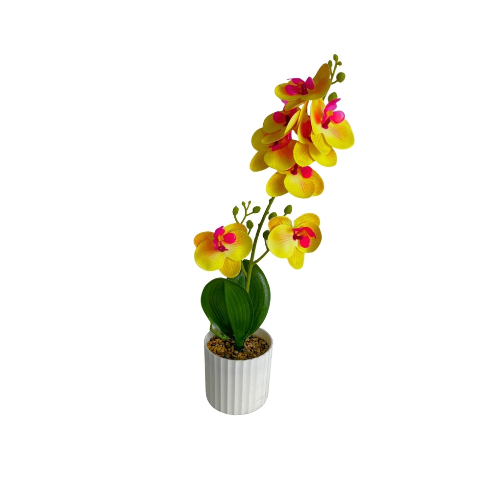 Maceta artificial orquídea amarillo