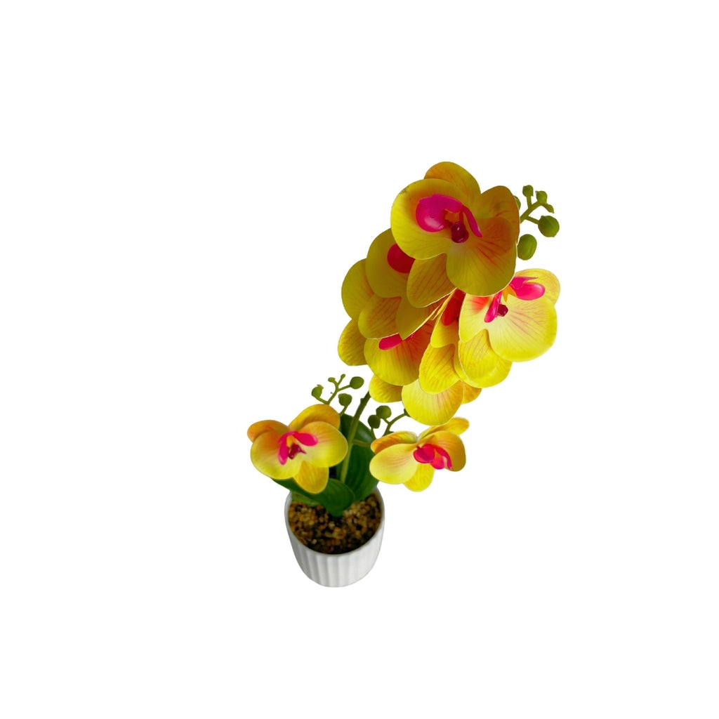 Maceta artificial orquídea amarillo
