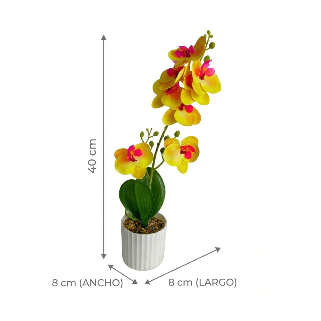 Maceta artificial orquídea amarillo