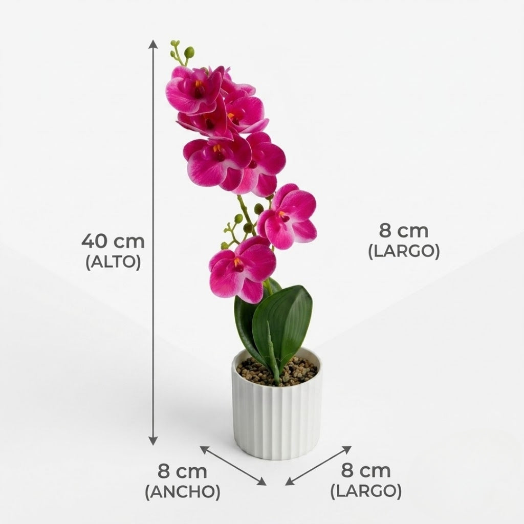 Maceta artificial orquídea decorativa fucsia