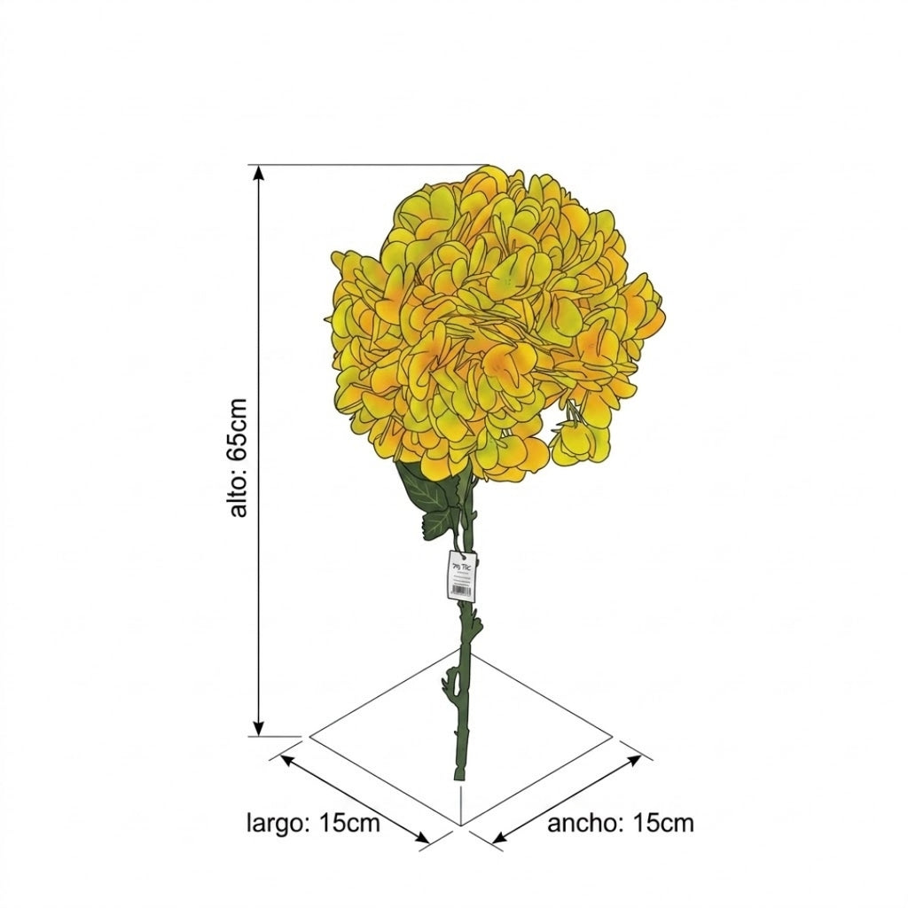 Set de 6 Flor Hortensia amarilla artificial