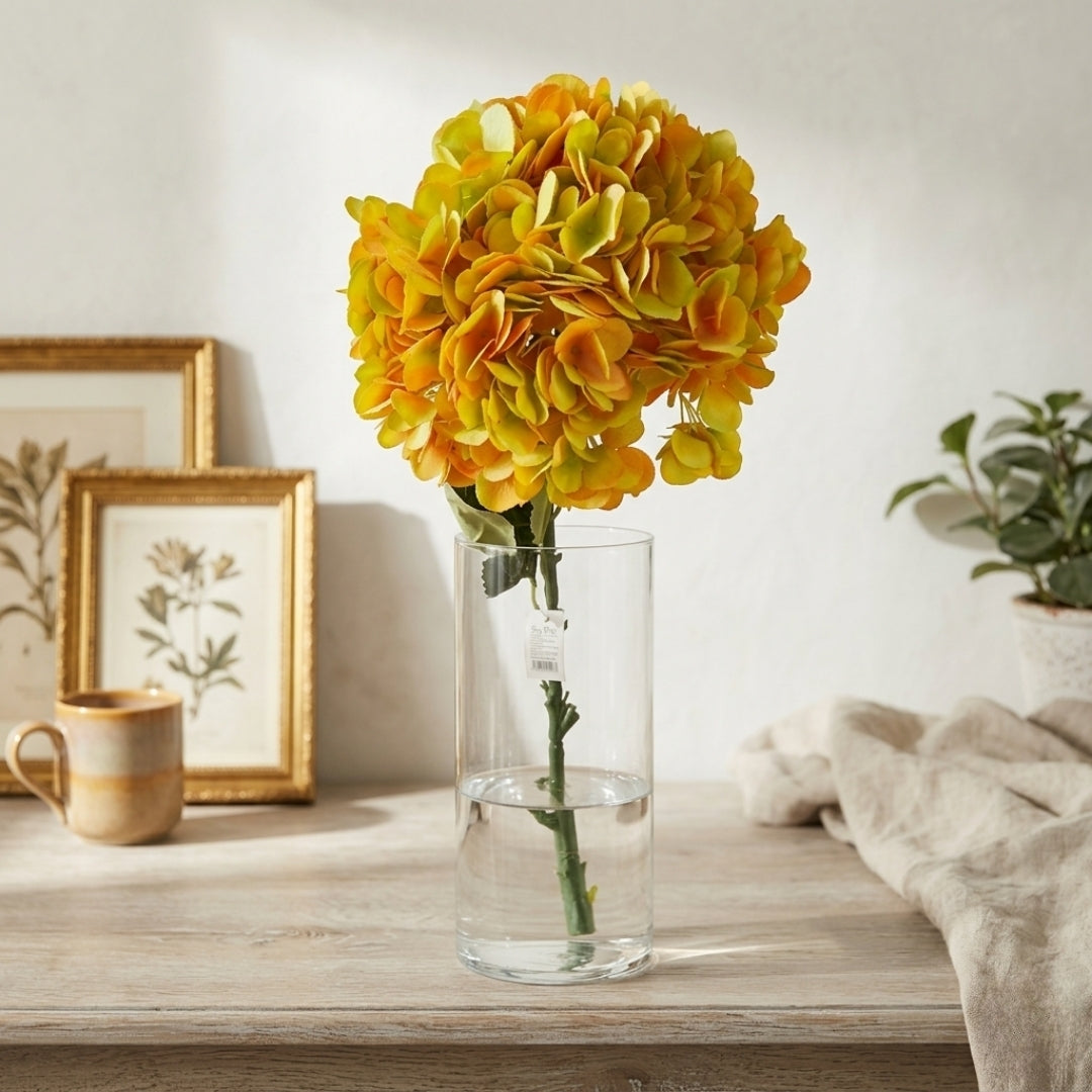 Set de 6 Flor Hortensia amarilla artificial