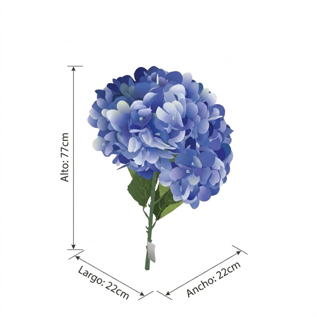 Set de 6 Flor hortensia azul artificial