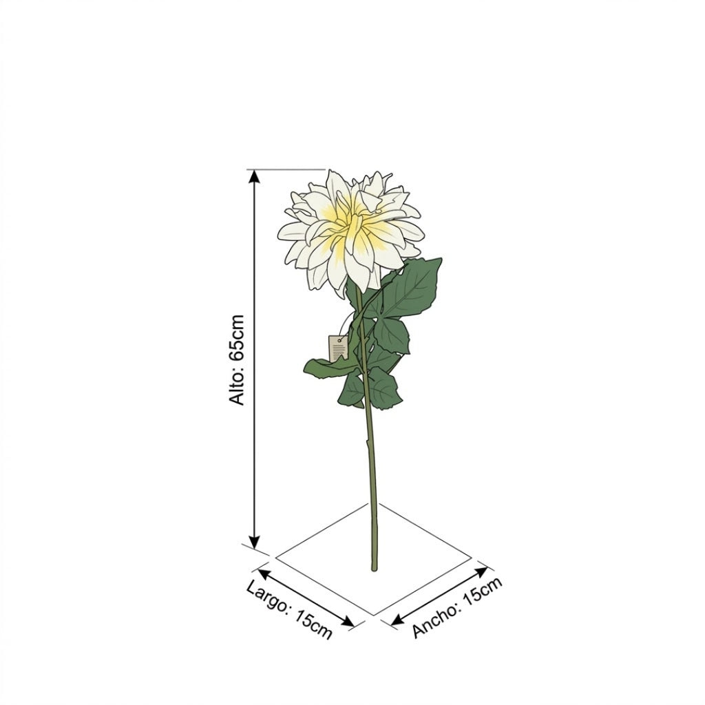 Set de 6 Flor dahlia blanca artificial