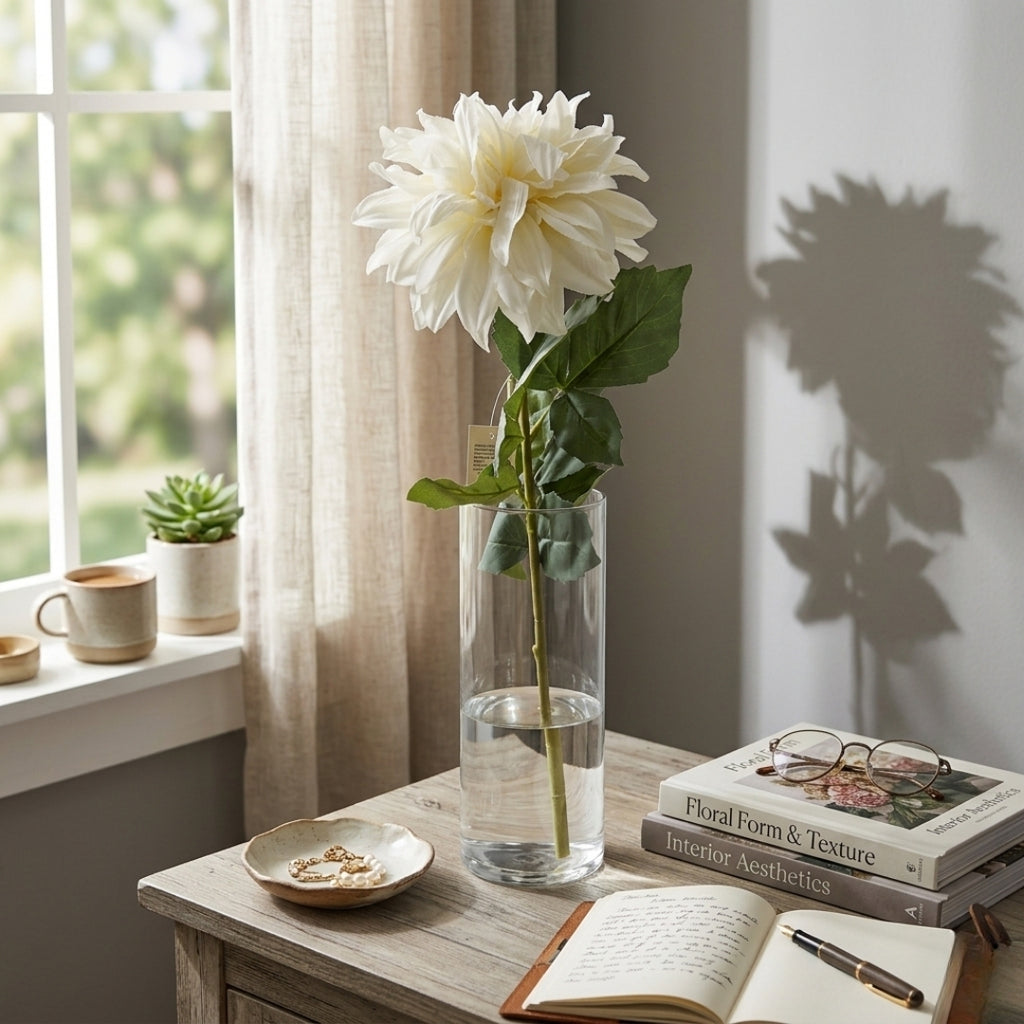 Set de 6 Flor dahlia blanca artificial