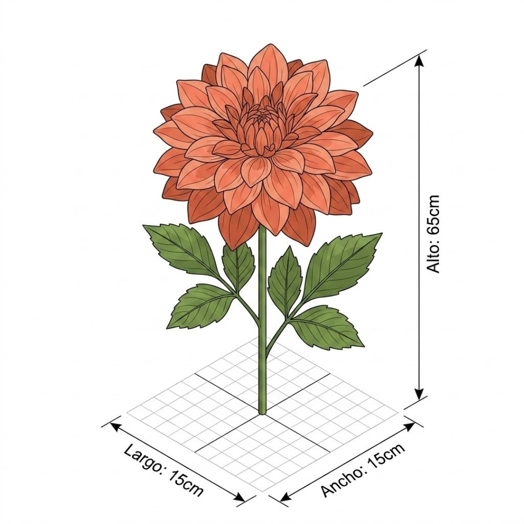 Set de 6 Flor dahlia salmon artificial