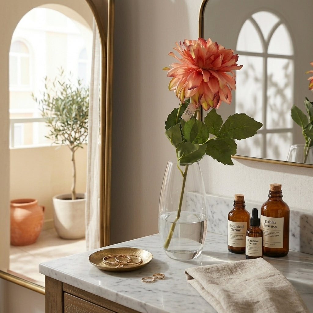 Set de 6 Flor dahlia salmon artificial
