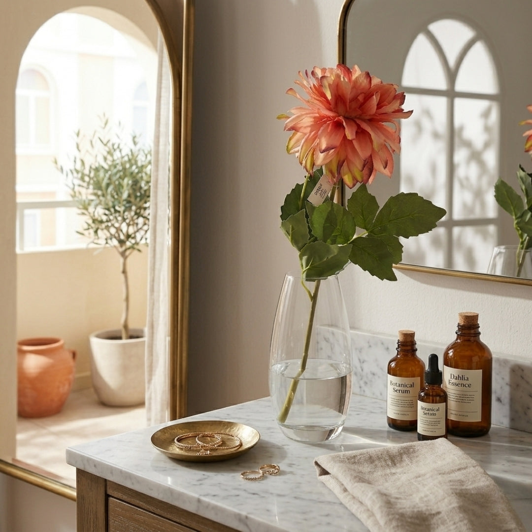 Set de 6 Flor dahlia salmon artificial