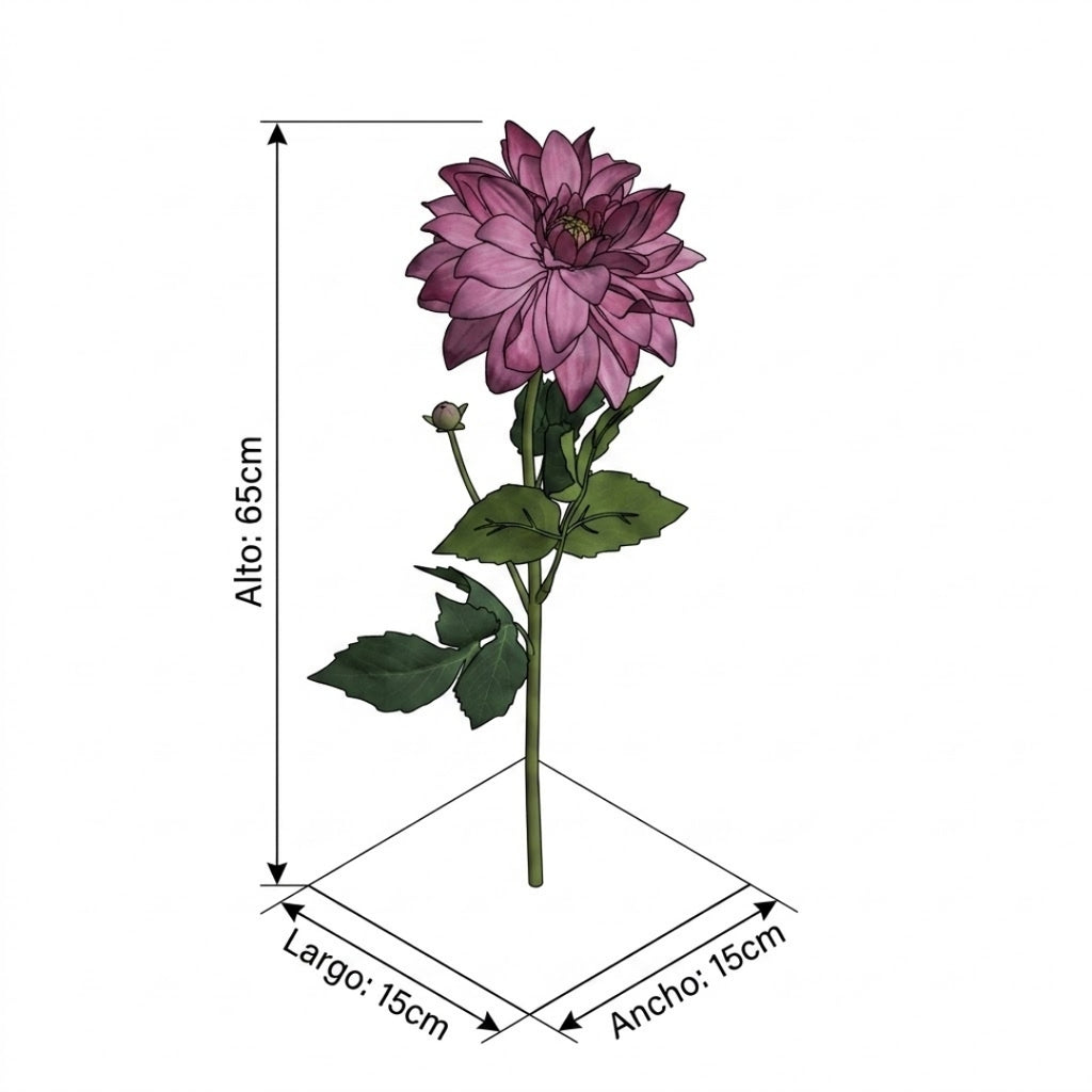 Set de 6 Flor Dahlia rosa artificial