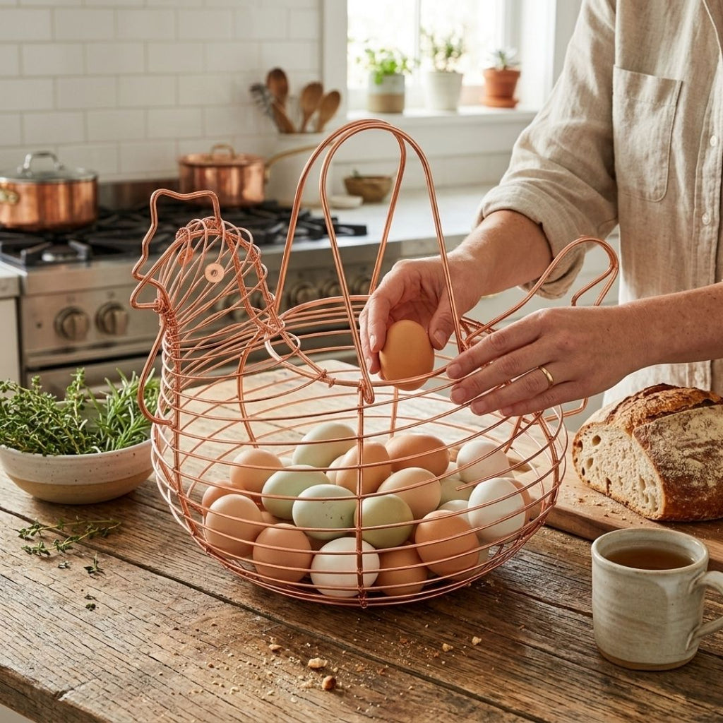 Canasta para huevos de metal