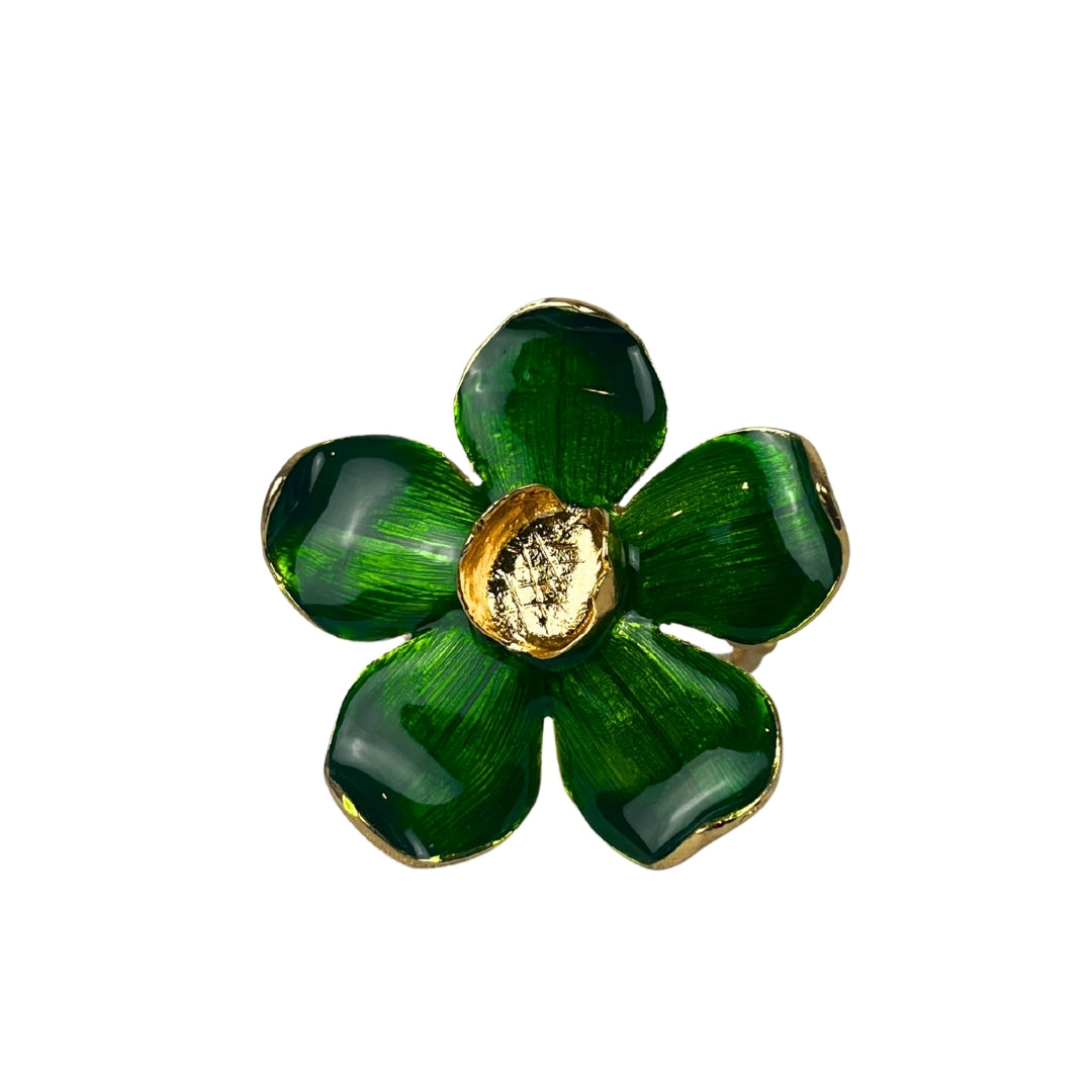 Set de 6 anillo para servilleta flor verde