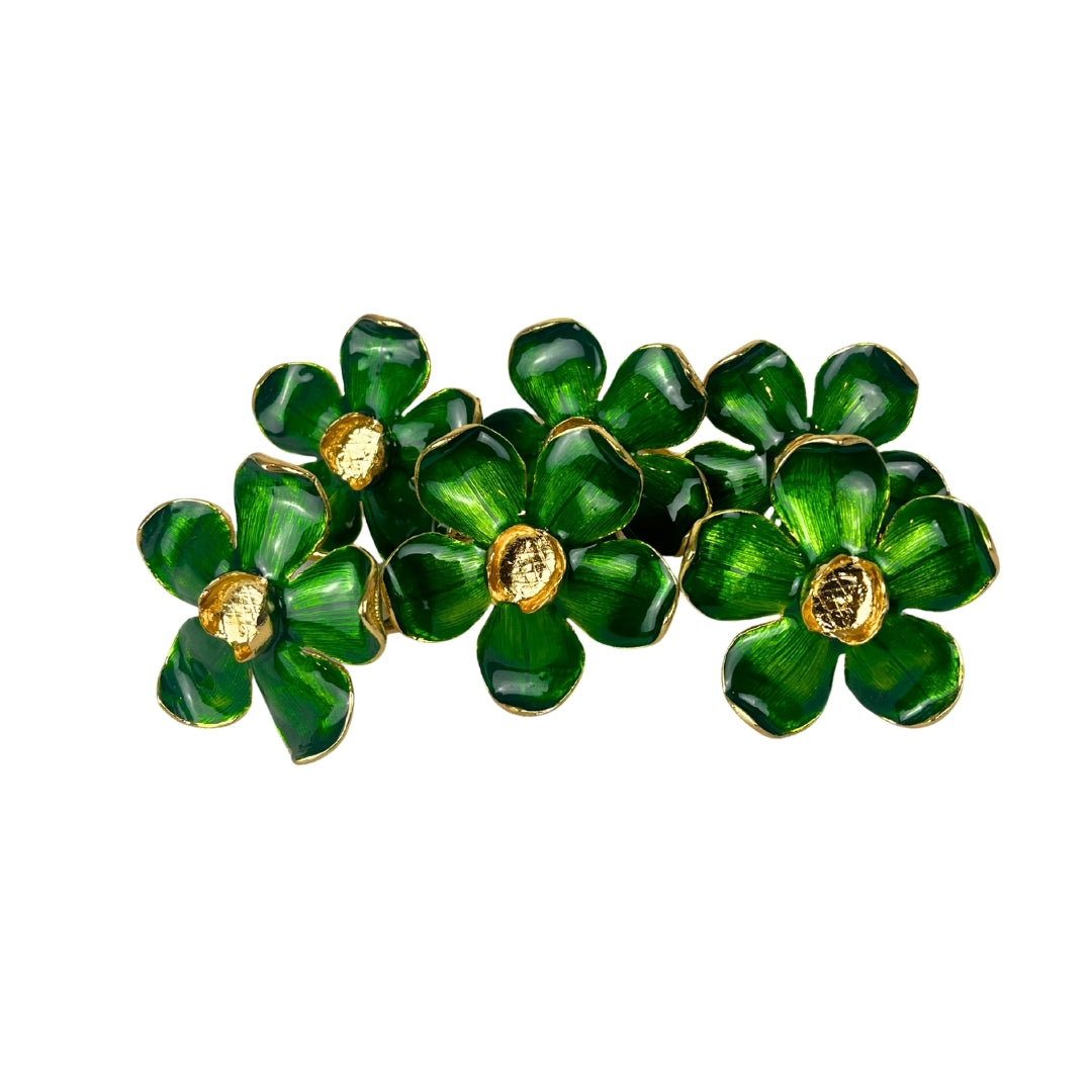 Set de 6 anillo para servilleta flor verde