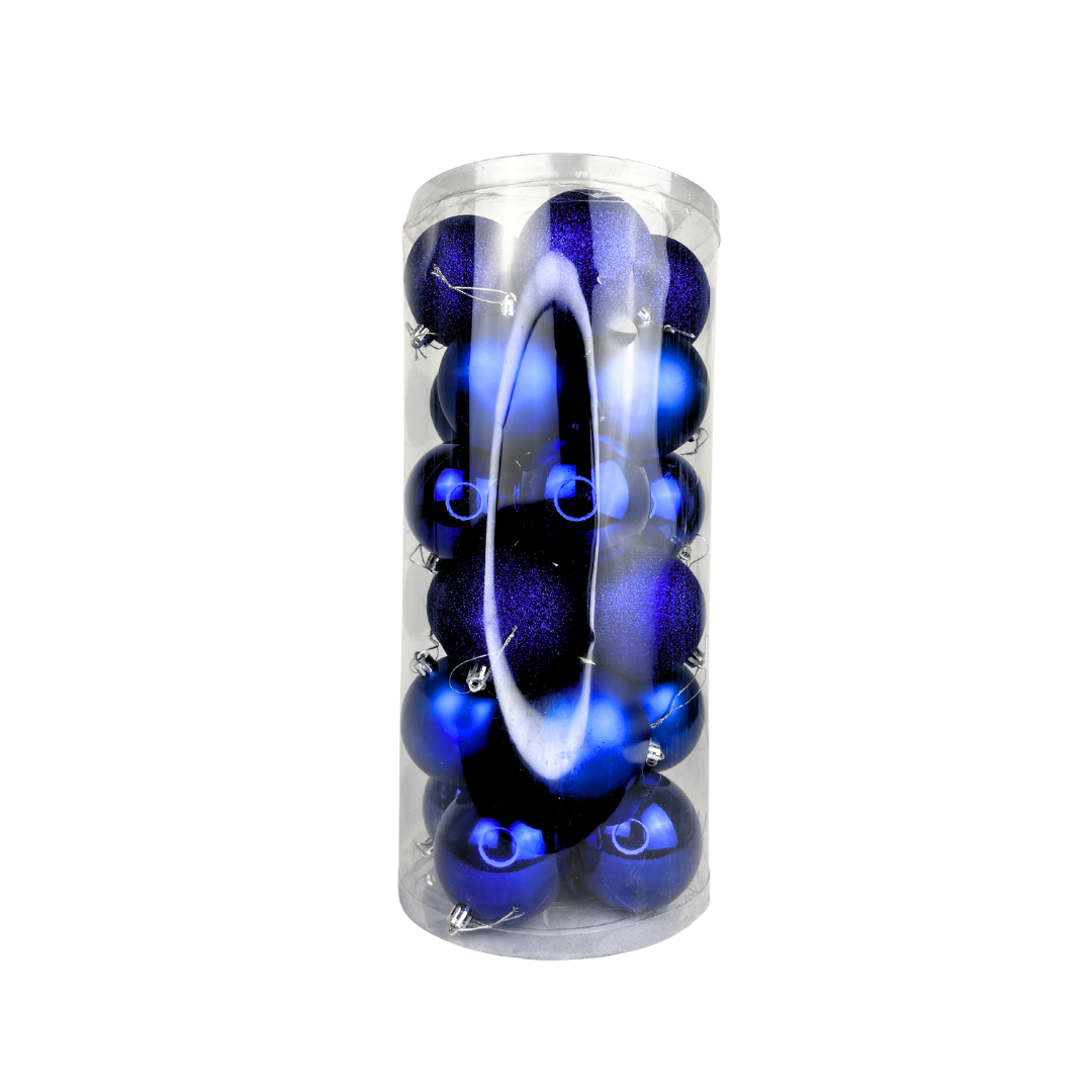 Juego de 24 esferas navideñas azul