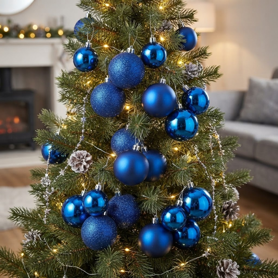 Juego de 24 esferas navideñas azul
