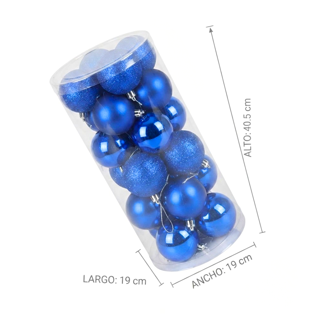 Juego de 24 esferas navideñas azul