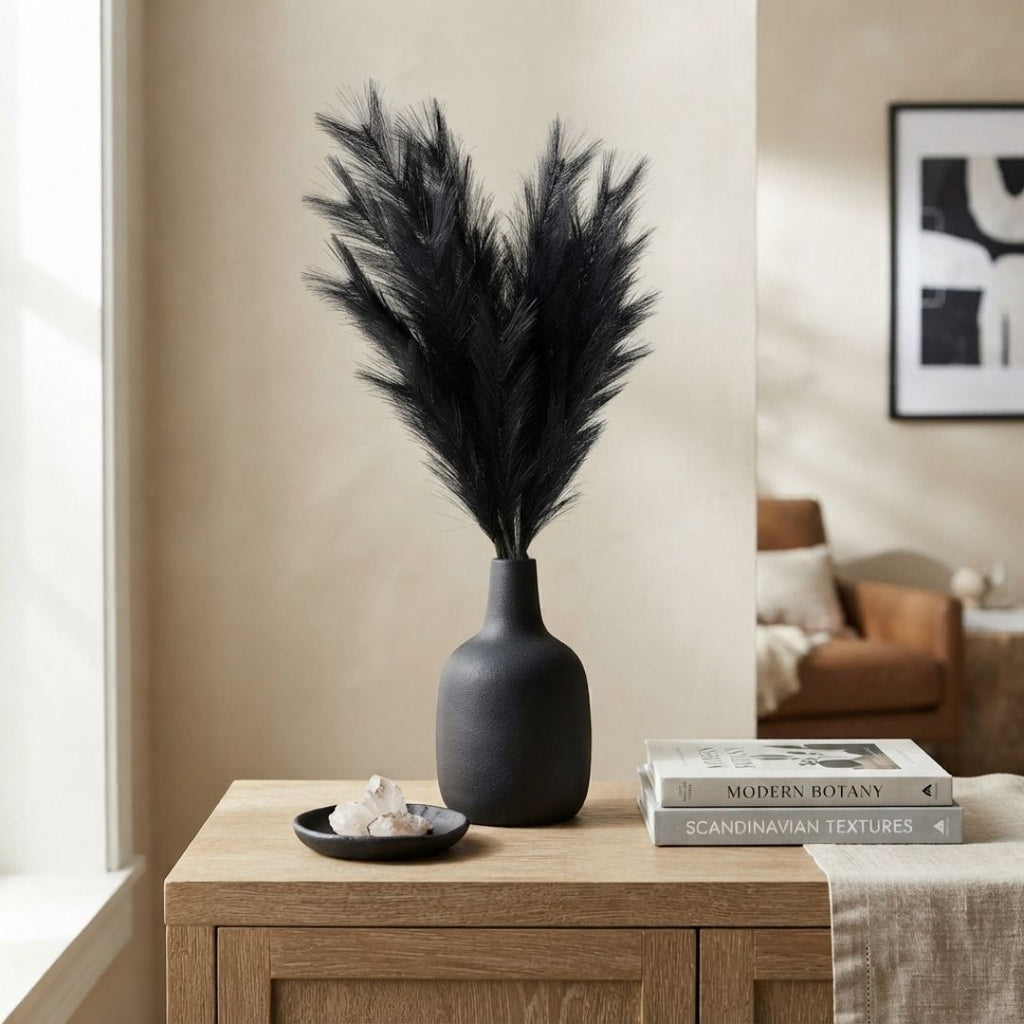 Set de 6 flor pampas negro artificiales