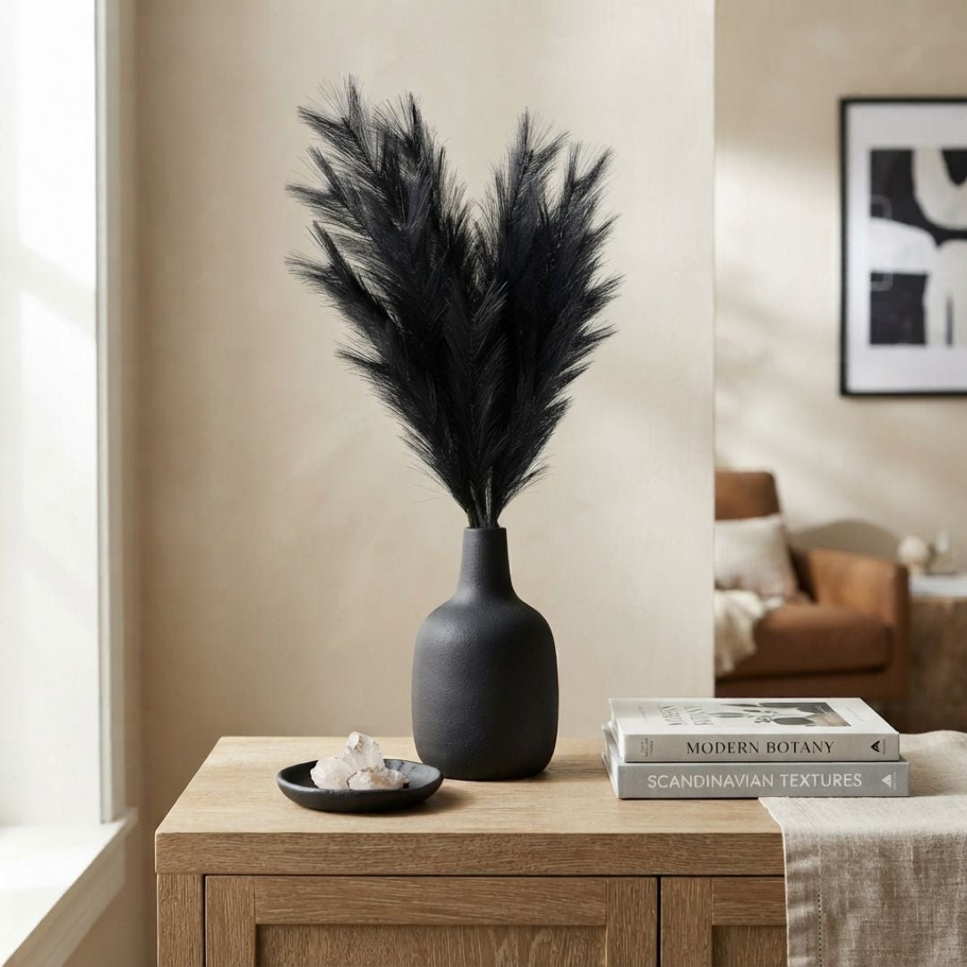 Set de 6 flor pampas negro artificiales