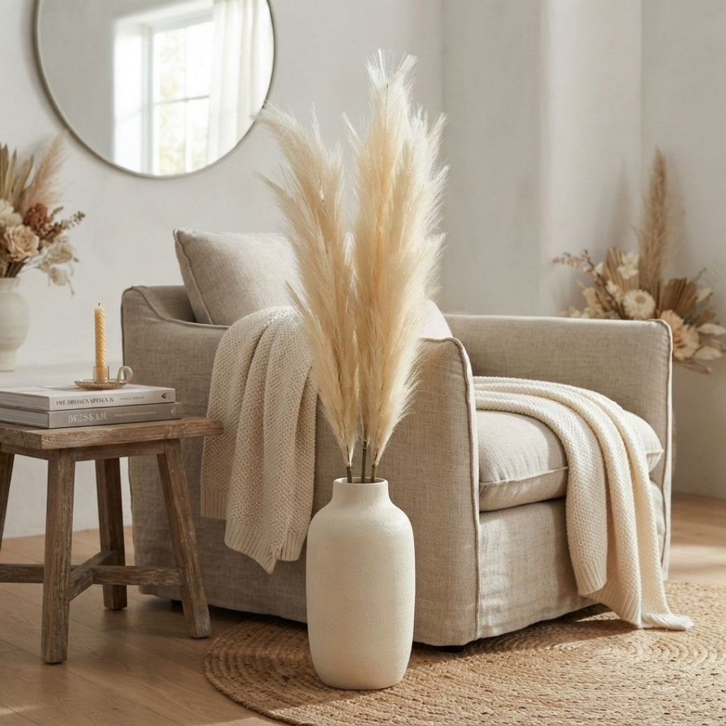 Set de 6 flor pampas crema artificial