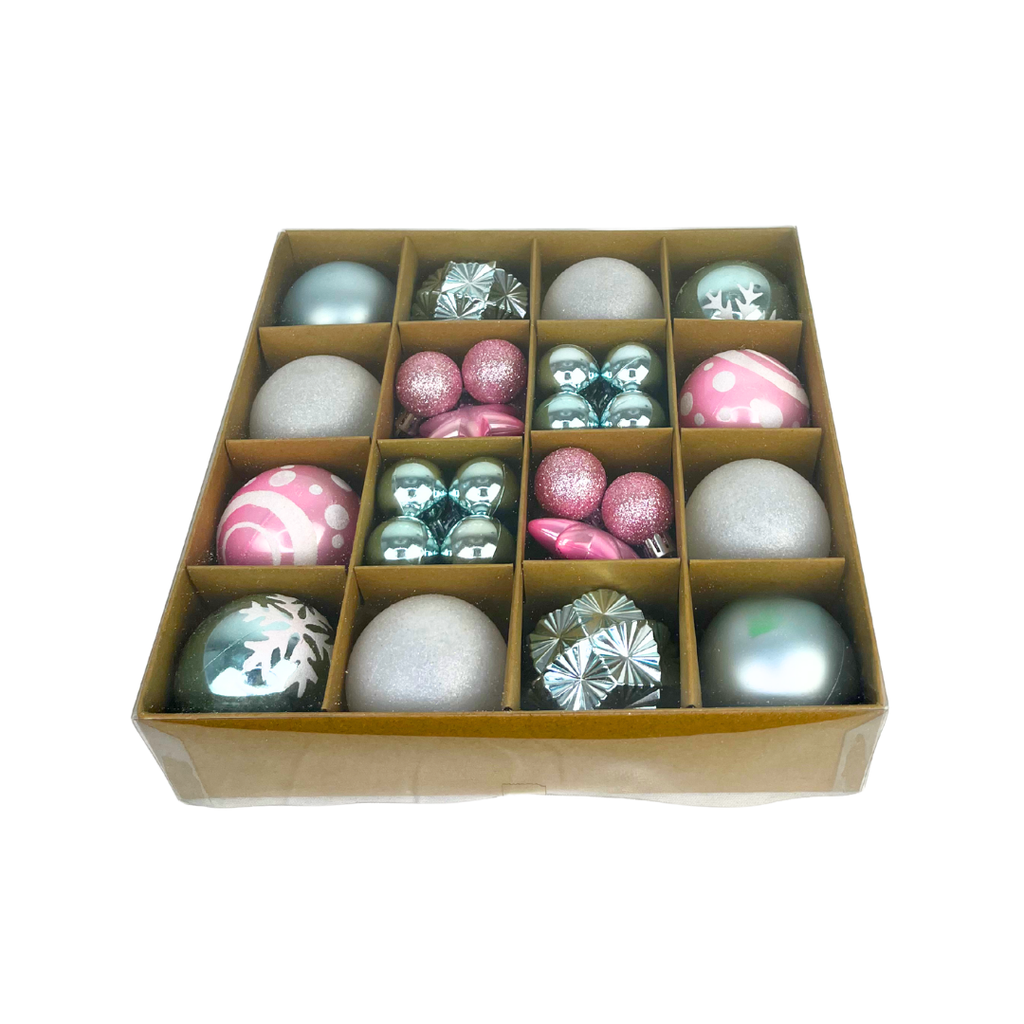 Juego de 42 esferas navideñas rosa