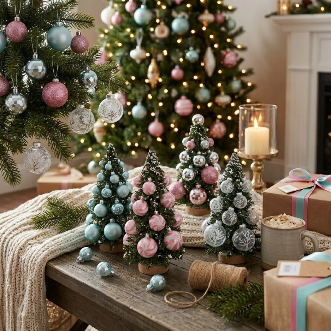 Juego de 42 esferas navideñas rosa