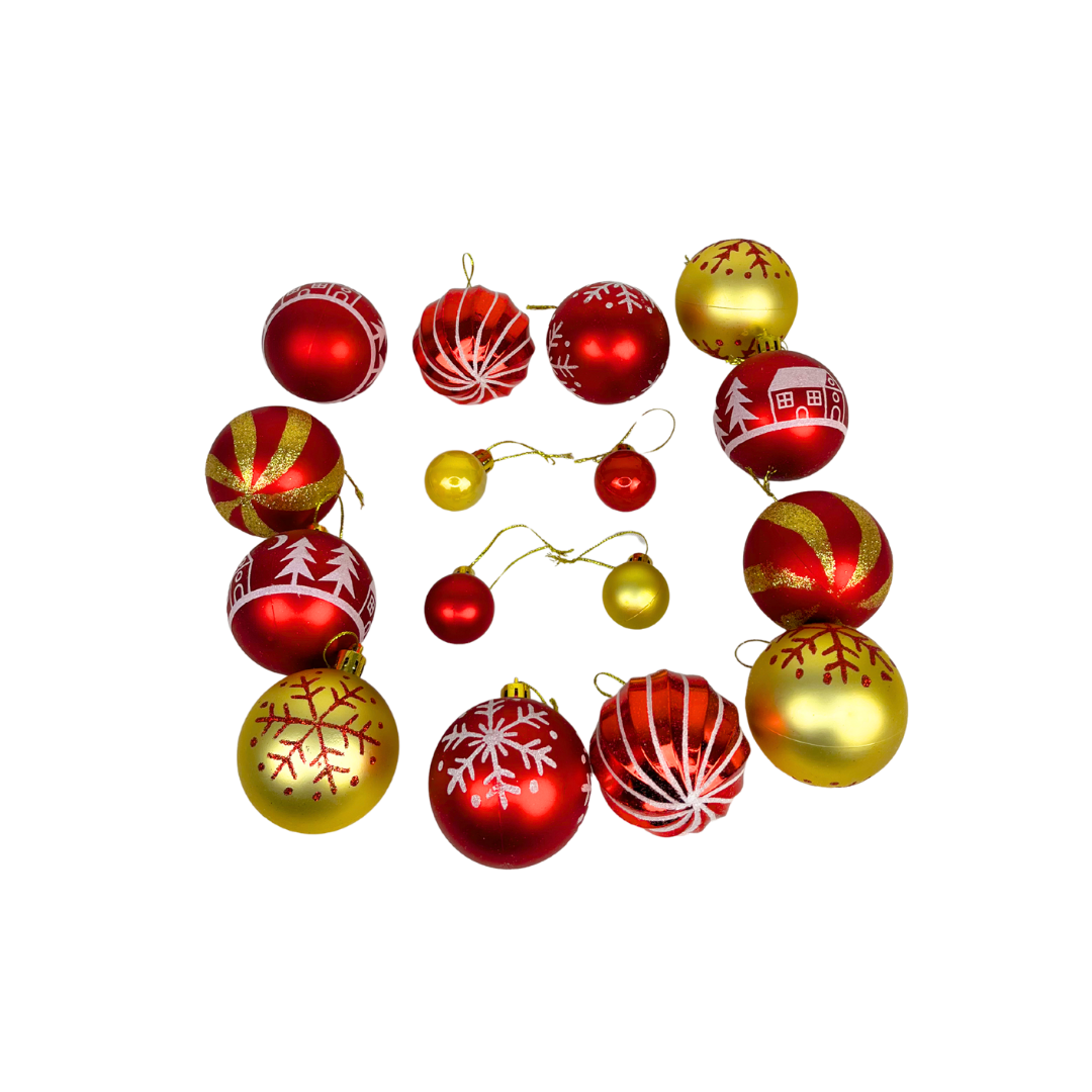 Juego de 44 esferas navideñas rojo y dorado