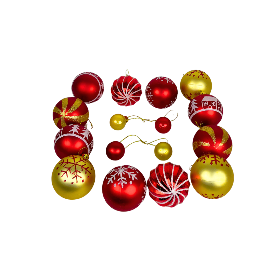 Juego de 44 esferas navideñas rojo y dorado