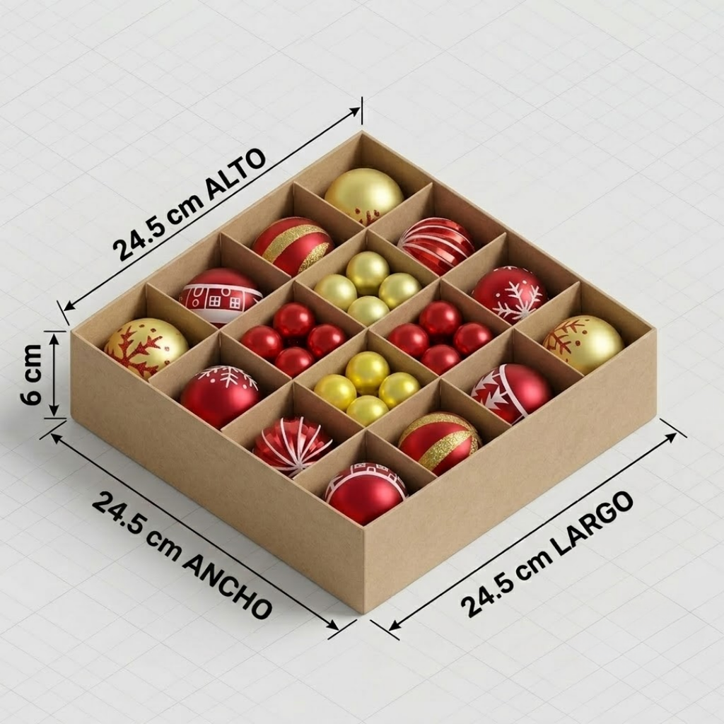 Juego de 44 esferas navideñas rojo y dorado