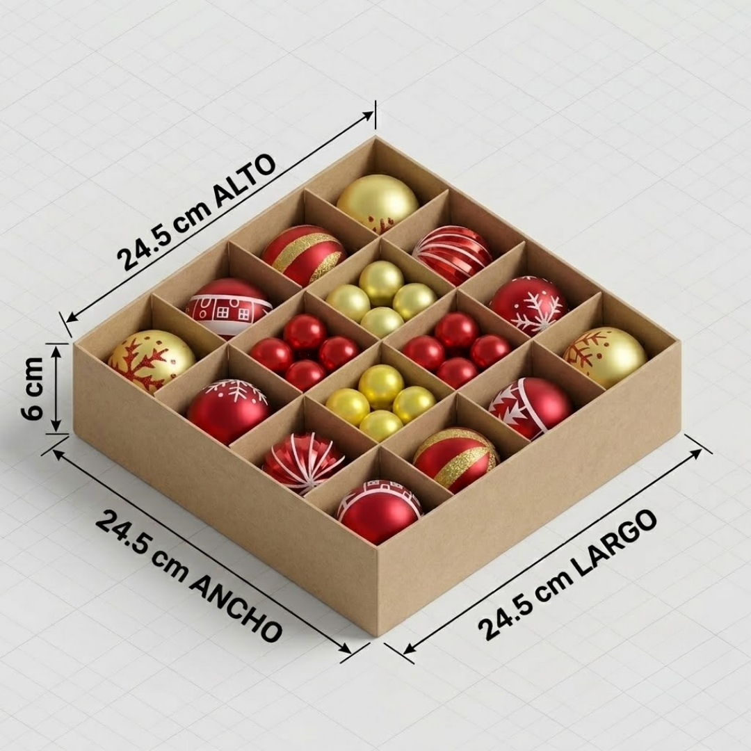 Juego de 44 esferas navideñas rojo y dorado