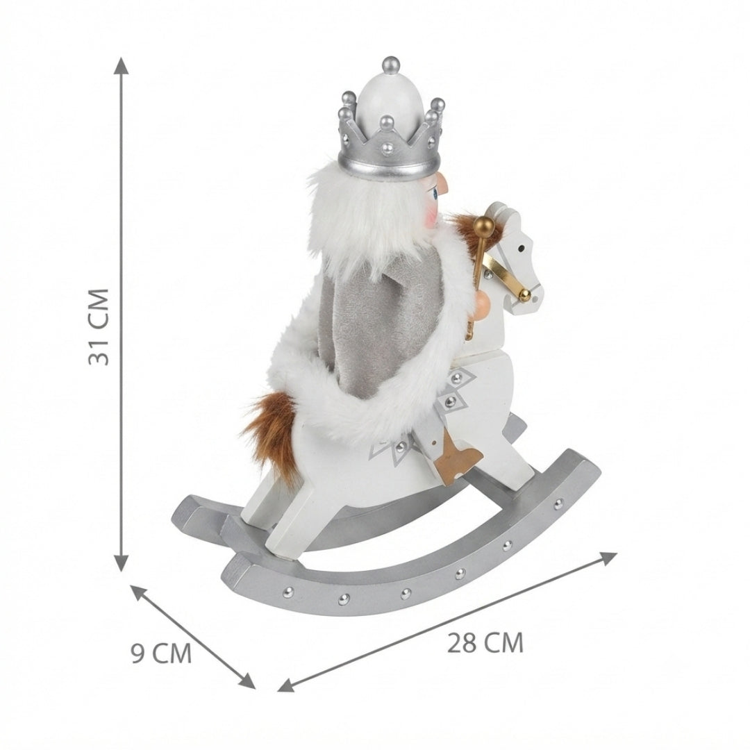 Cascanuez caballo mecedor plateado 31cm