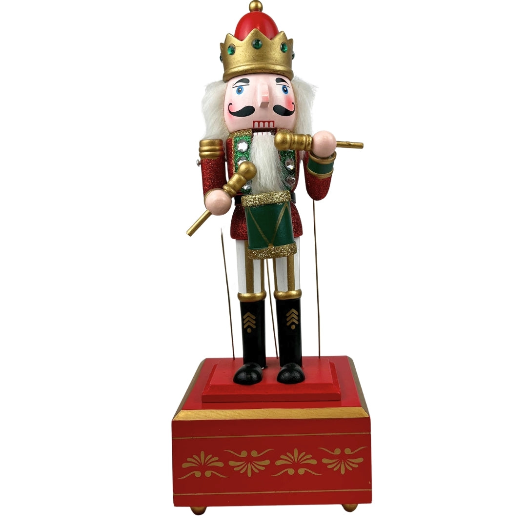 Cascanuez con caja de música rojo 32cm