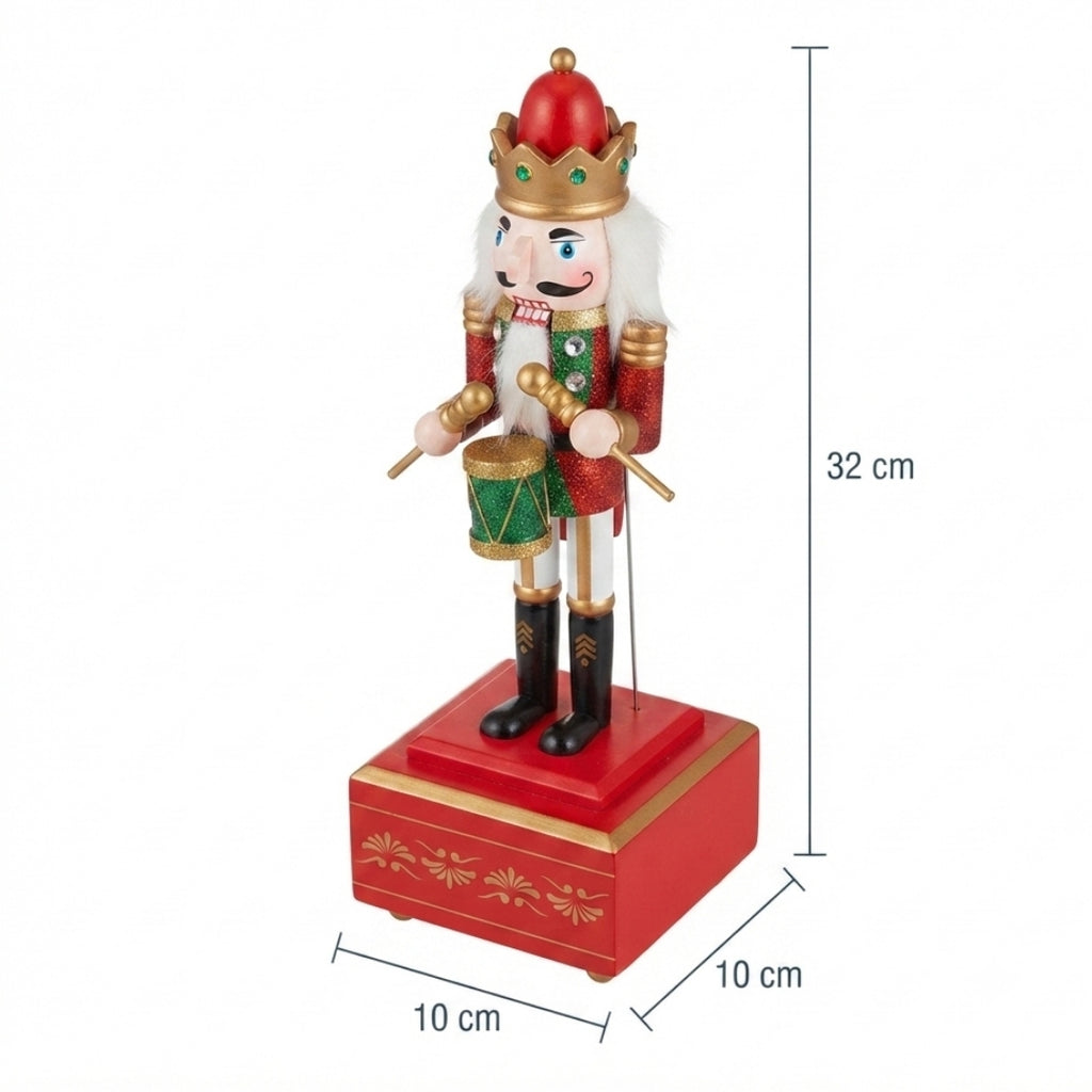 Cascanuez con caja de música rojo 32cm