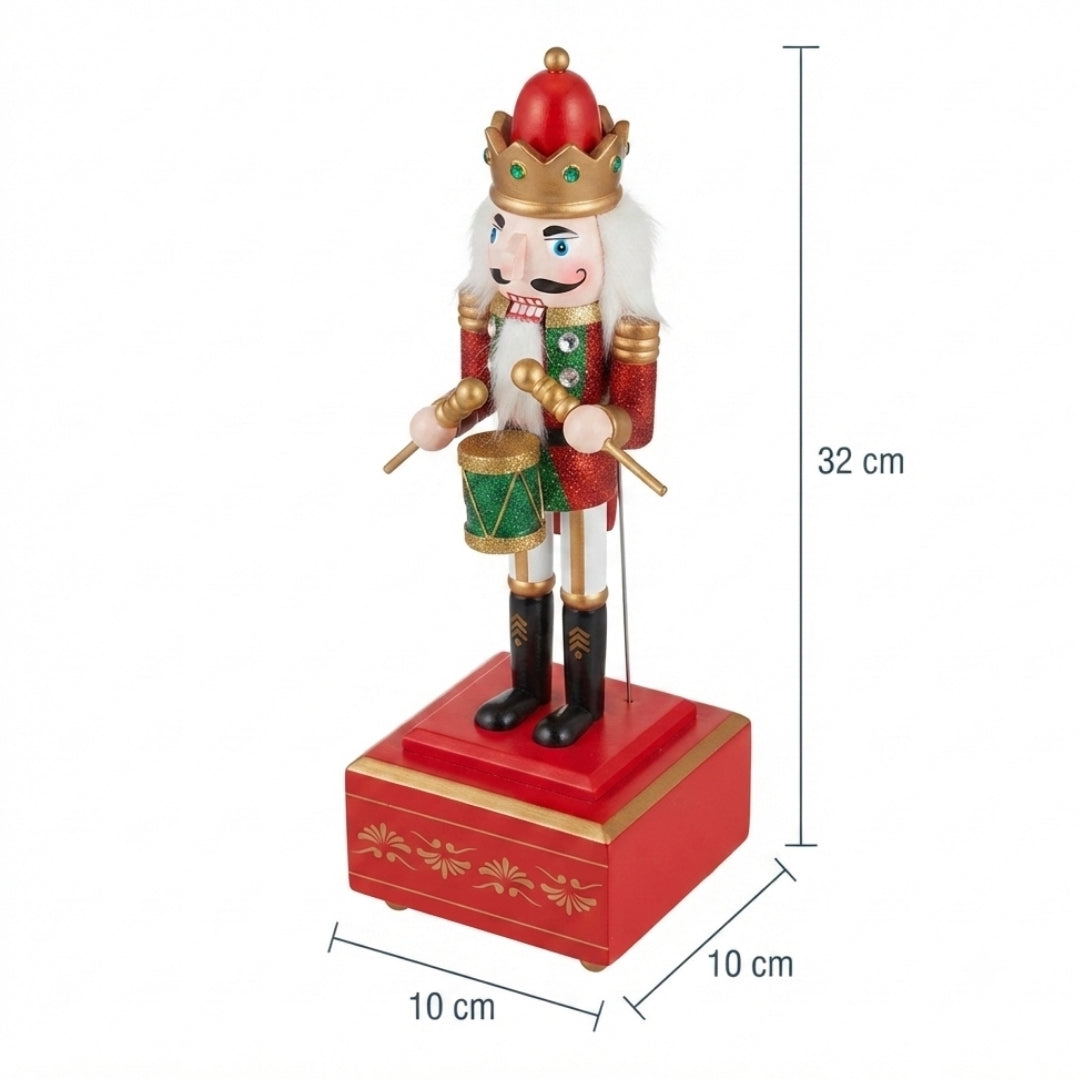 Cascanuez con caja de música rojo 32cm