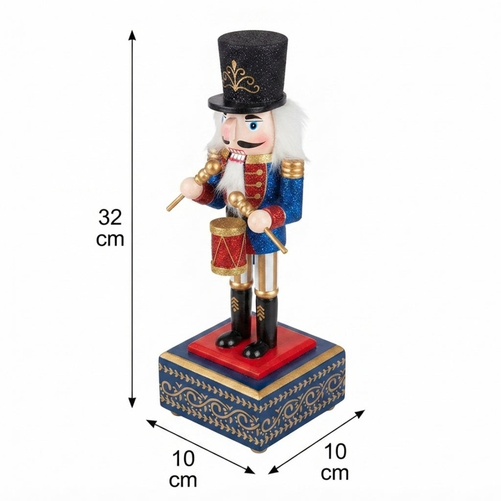 Cascanuez con caja de música azul  32cm