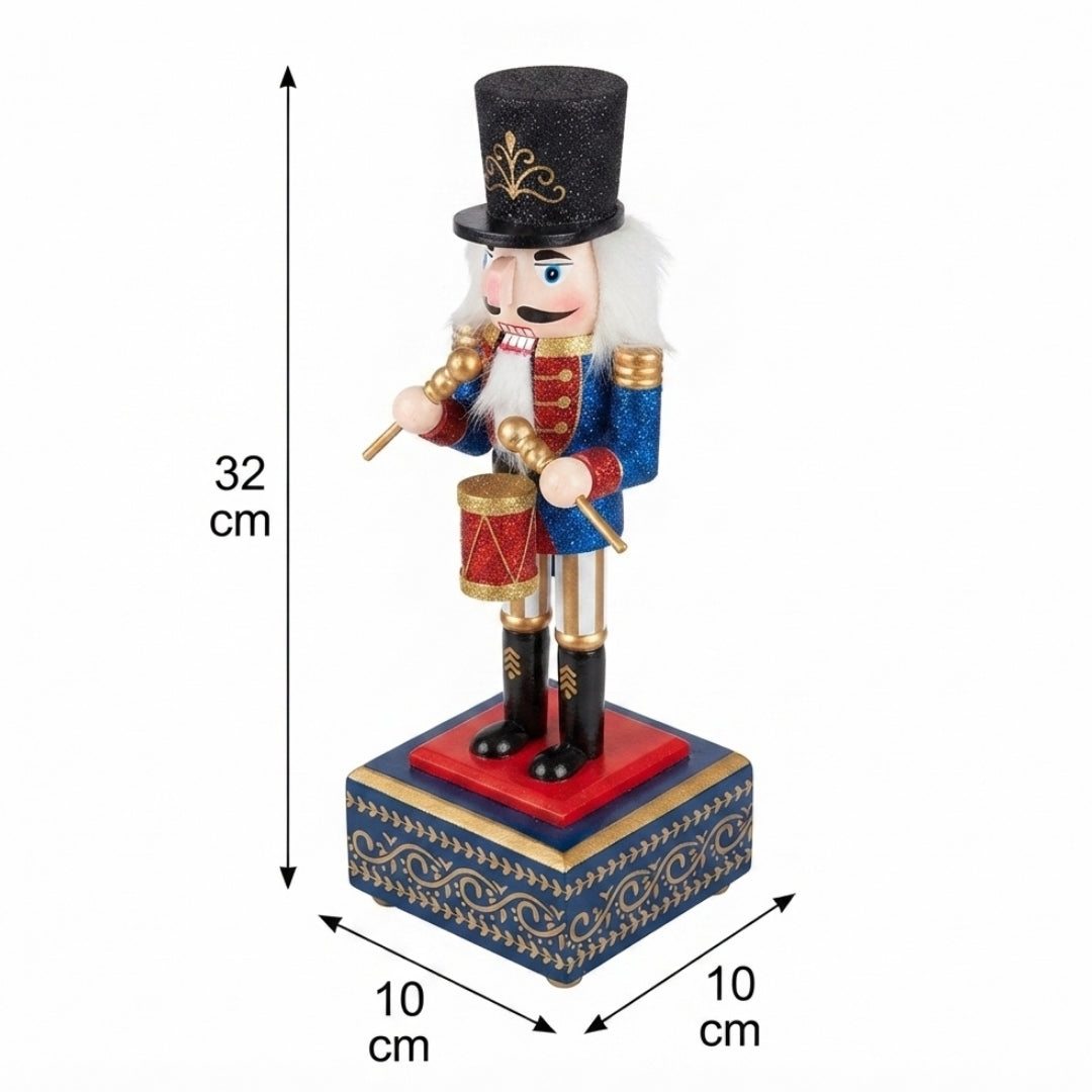 Cascanuez con caja de música azul  32cm