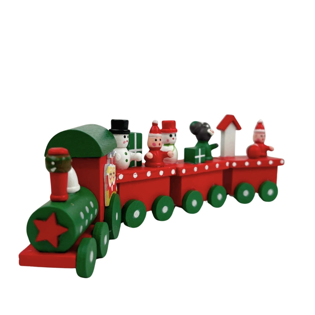 Figura decorativa tren navideño rojo
