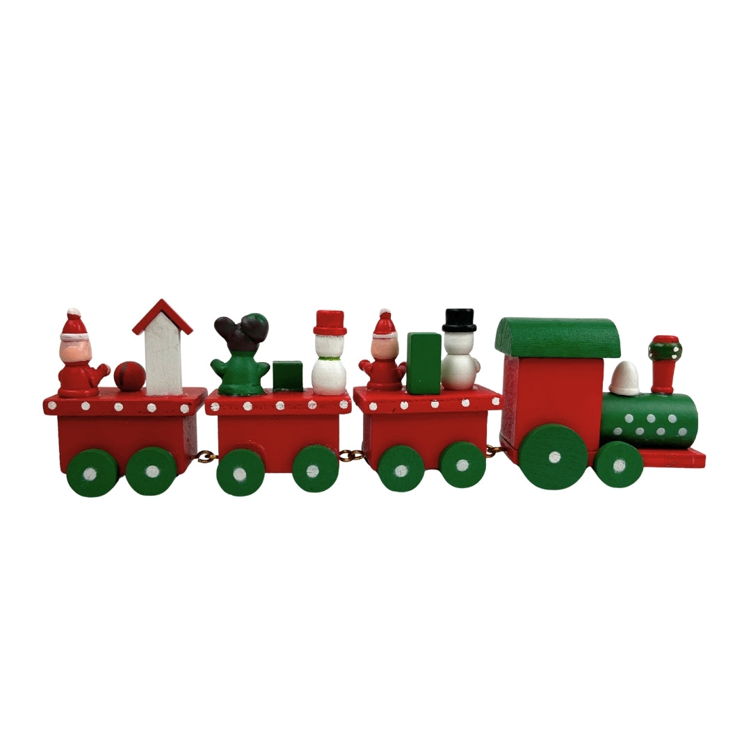 Figura decorativa tren navideño rojo