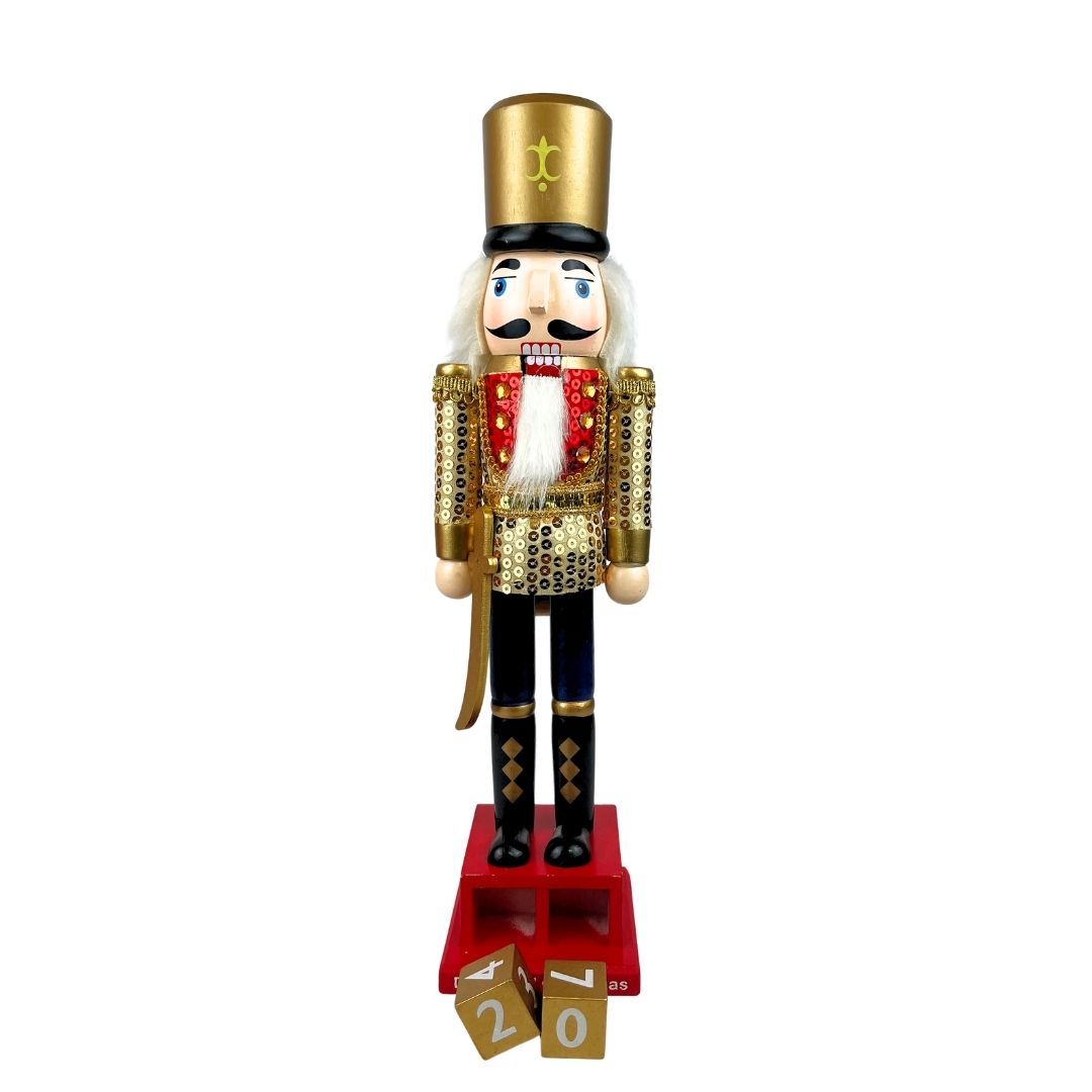 Cascanuez calendario dorado 38 cm