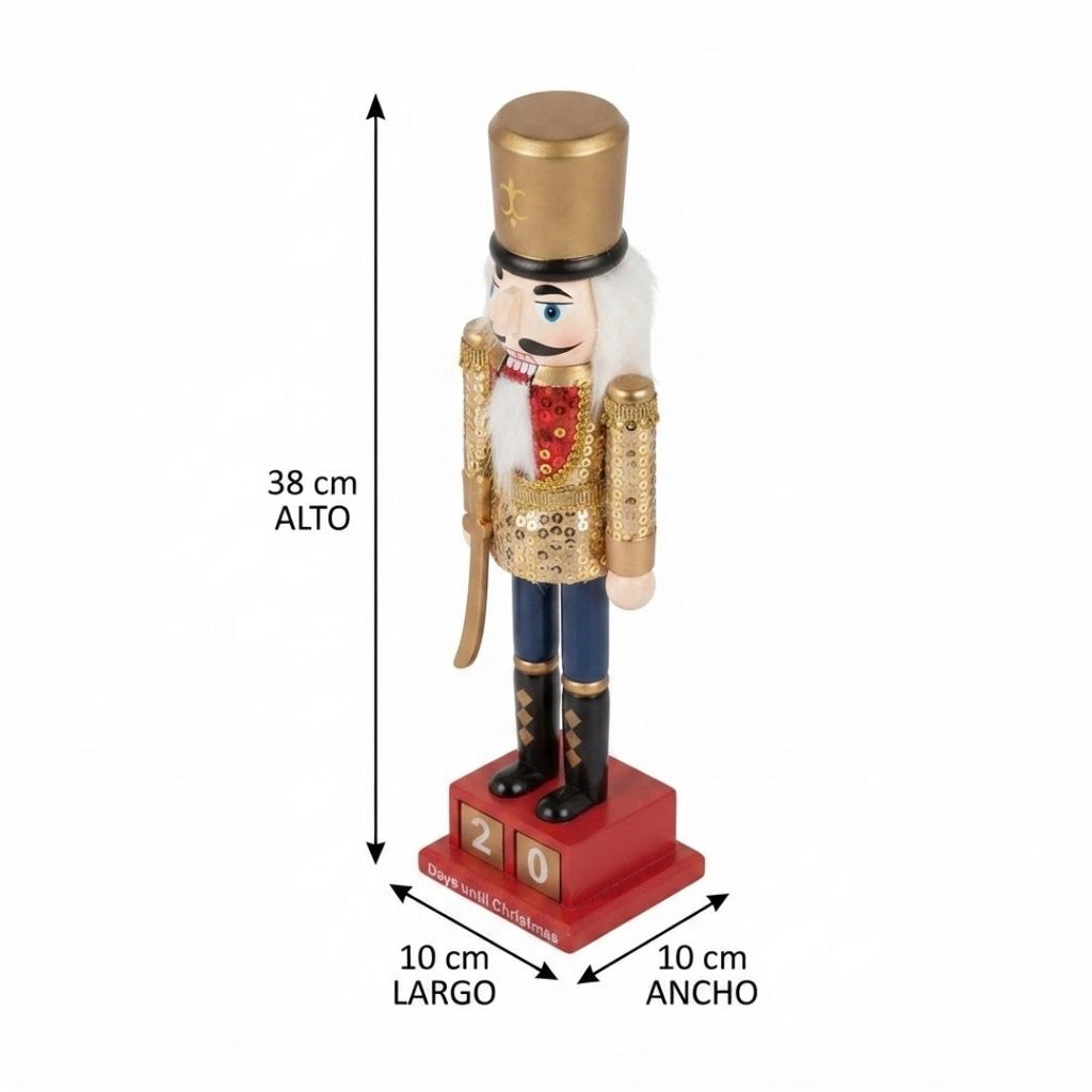 Cascanuez calendario dorado 38 cm
