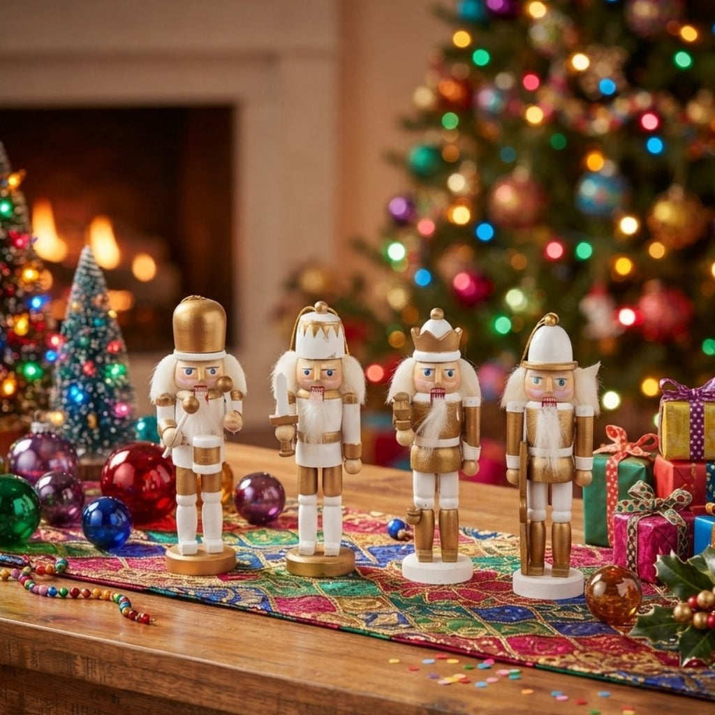 Set de 4 cascanueces dorados navideño
