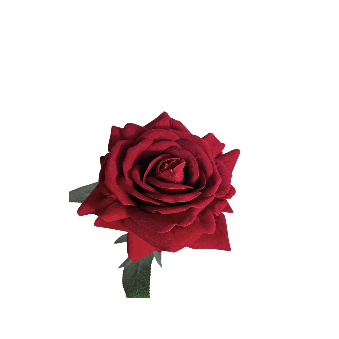 Set de 6 rosas rojo oscuro artificial