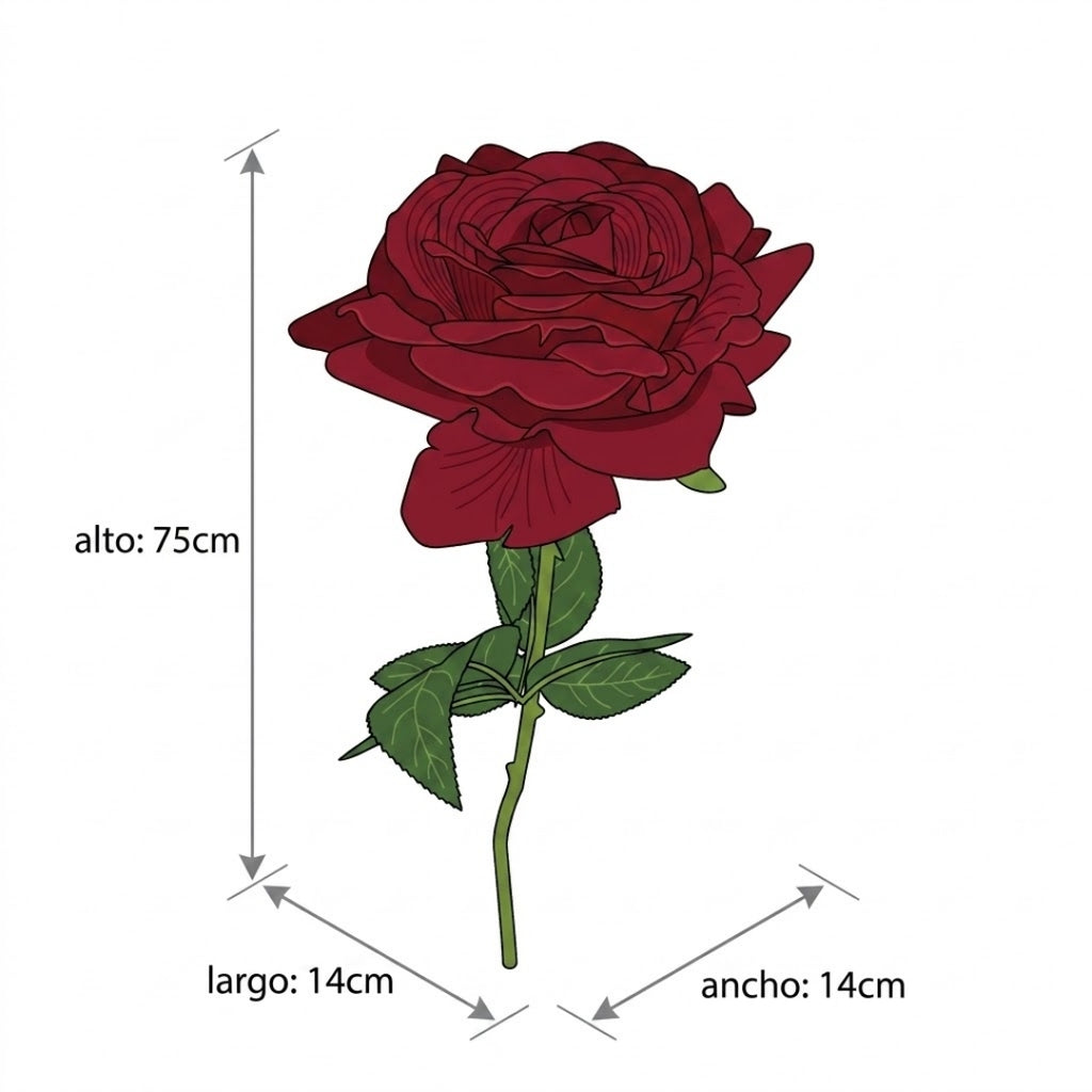 Set de 6 rosas rojo oscuro artificial